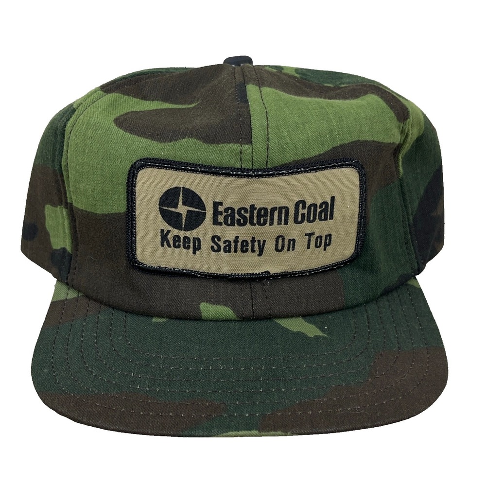Vintage Eastern Coal Trucker Hat Cap Camo Made In USA 80s Mining Co Patch WV